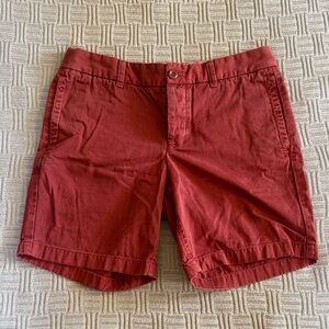 100% Cotton J. Crew Women's Broken-In Boyfriend Fit Red Flat-Front Shorts
